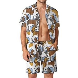 Leuke hond Hawaiiaanse sets voor mannen Button Down korte mouw trainingspak strand outfits XL