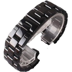 A'wen Convex Horlogeband Keramische Zwart Wit Horloge Armband Bands 16Mm 19mm Strap Speciale Solid Links Vouwen Gesp Accessoires Vervangen, 19mm for men, agaat