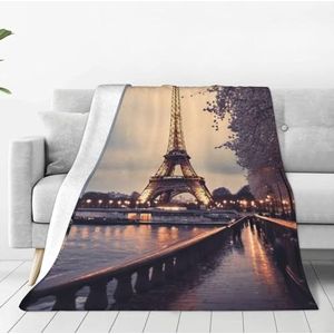 GeRRiT Eiffeltoren winter regenachtig bedrukte zachte micro fleece deken airconditioning deken gooien deken voor bed, bank en stoel