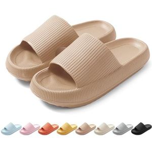 HEOAARG Pantoffels voor dames en heren, comfortabel, antislip, voor het zwembad, zacht, voor de zomer, lichte doucheschoenen, strand, voor binnen en buiten, Khaki (stad), 36/37 EU