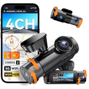VANTRUE N5S 4-kanaals STARVIS 2 dashcam auto 2.7K + 1080P + 1080P + 1440p voor binnen en achter, HDR+ WDR dashcam 5G WLAN, spraakbesturing dashcams, GPS, 24 uur buffer parkeermodus, LTE optioneel, max