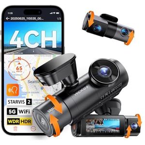 VANTRUE N5S 4-kanaals STARVIS 2 dashcam auto 2.7K + 1080P + 1080P + 1440p voor binnen en achter, HDR+ WDR dashcam 5G WLAN, spraakbesturing dashcams, GPS, 24 uur buffer parkeermodus, LTE optioneel, max
