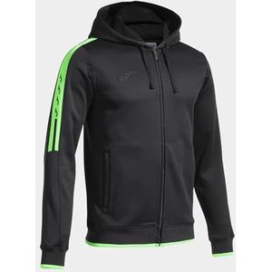 Joma - Heren sweatshirt - Olympiade - capuchon - ritssluiting, Zwart fluor groen, XXL