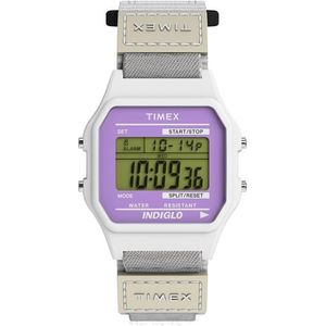 Timex Unisex Digitaal Quartz Horloge met Nylon Band TW2W723009J, Wit
