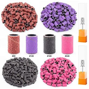 242 Stuks Professionele Schuurbanden voor Nagelboor 240 Stuks 4 Kleuren Grof Fijne Grit Efile Zand Set 80 # 120 #180 #240 #, 2 Stuks 3/32 Inch Nail Boren voor Manicures en Pedicures