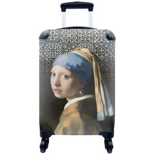 MuchoWow® Koffer - Meisje met de parel - Johannes Vermeer - Delfts blauw - Past binnen 55x40x20 cm en 55x35x25 cm - Handbagage - Trolley - Fotokoffer - Cabin Size - Print
