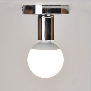Mengjay Vintage plafondlampen, retro E27 lamphouder lamp metalen lampenkap plafondlamp semi-flush mount hanglamp (zilver)