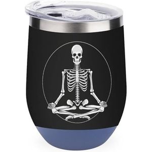 Yoga Schedel Skelet Geïsoleerde Tumbler met Deksel Leuke Roestvrij Staal Koffie Mok Duurzaam Thee Cup Reizen Mok Blue-stijl