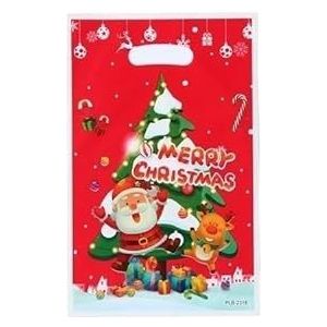 10 Stuks 25 Cm Trekkoord Vrolijk Kerstfeest Kerstman Gift Bag Goederen Koekjes Snoep Kous Zak for Christmas Party Verpakking levert (Color : Red, Size : 16.5x25cm)