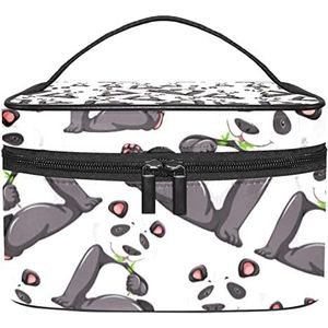 Behang Panda make-up organizer tas, reismake-up tas organizer case draagbare cosmetische tas voor vrouwen en meisjes toiletartikelen, Meerkleurig, 22.5x15x13.8cm/8.9x5.9x5.4in