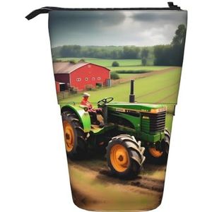 Nbtghga Tractor Boerderij Patroon Print Potlood Telescopische Klassieke Kunsten Stand Up Etui Organizer Potlood Houder Make-up Tas Gift, Zwart, Eén maat
