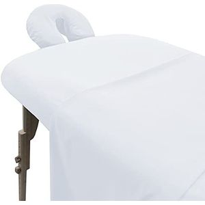 LONDON LINENS Massagetafellakens van zachte microvezel, 3-delige set - inclusief massagetafelkleed, massagehoeslaken en massage-gezichtshouder (wit)