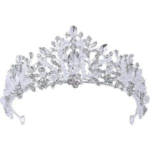 Strass tiara haarband prinses koningin kroon hoofdband bruiloft eindexamenfeest voor bruiloft bruid eindexamenfeest elegant (zilver)