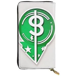 AthuAh Groene haren symbool lange clutch portemonnee, vrouwen rits portemonnee, multi card organizer en grote capaciteit lange portemonnee, Zwart, Eén maat