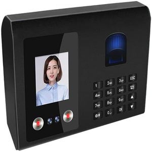 Aanwezigheidsmachine voor medewerkers Gezichtsbezoekmachine FA01H Gezichtsherkenning Vingerafdrukklok in Engelse versie Werkmedewerker Klok in machine voor kleine bedrijven en kantoren(Black)