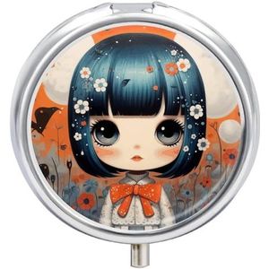 Anime Pictures Pillendoos Waterdichte Draagbare Geneeskunde Pil Case Vochtbestendige Metalen Reizen Pillendoos met 3 Compartimenten Geneeskunde Case