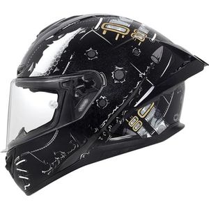 RYDZCLH Integraalmotorhelm Motocross-valhelm DOT/ECE goedgekeurde motorbromfietshelm met zonneklep voor mannen en vrouwen,G,S