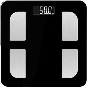 Weegschaal Badkamerweegschaal Met Glazen Platform Elektronische Weegschaal Gezond Vetweegschaal Multifunctioneel Personenweegschaal(Black)