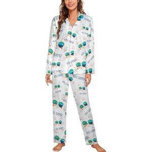 Zomer Kat Lange Mouw Pyjama Sets Voor Vrouwen Klassieke Nachtkleding Nachtkleding Zachte Pjs Lounge Sets
