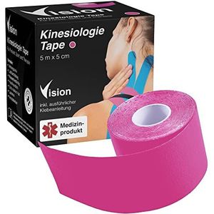 Vision Kinesiologie Tape I 5 cm x 5 m I medisch hulpmiddel kinesio-tape I super huidvriendelijk I extra sterke grip I elastisch I ademend I waterbestendig (roze)