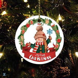 Kerst klok met kerstboom hout en ophang gat diverse maten | Peppie's Deco & Hobby