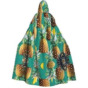 FRGMNT Tropische Ananas Hawaiiaanse print Mannen Hooded Mantel, Volwassen Cosplay Mantel Kostuum, Cape Halloween Dress Up, Hooded Uniform