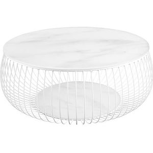 Dynamic24 Salontafel, diameter 86 cm, wit, glas, bijzettafel, woonkamertafel, tafel