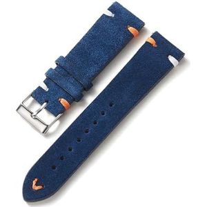 Jeniko Nieuwe Suède Horlogeband 20mm 22mm Vintage Horlogeband Vervanging Horlogeband Qiuck Release Polsband Accessoires (Color : Dark blue, Size : 20mm black buckle)