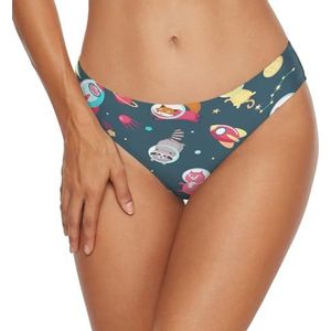 Dames badmode bikini broekje astronaut panda wasbeer kat vos zwemmen bodem zwemmen slip voor meisjes vrouwen, Meerkleurig, XL