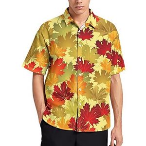Herfst Esdoornbladeren Hawaiiaanse Shirt Voor Mannen Zomer Strand Casual Korte Mouw Button Down Shirts met Zak