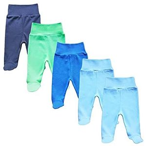 MEA BABY Uniseks babybroek met voet van 100% katoen in 5-pack. Babyromperbroek met voet. Babybroek met voet Jongens Babybroek met voet Meisjes, Jongen2, 62