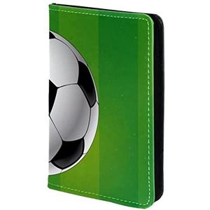 Sport Voetbalbal Groen Gestreepte Paspoorthouder, Paspoort Cover, Paspoort Portemonnee, Travel Essentials, Meerkleurig, 11.5x16.5cm/4.5x6.5 in