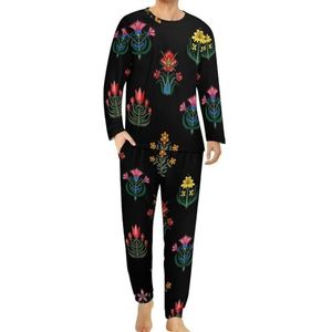 Little Flowers Pyjama voor heren, loungewear met lange mouwen, bovendeel en onderbroek, 2-delig nachtkleding