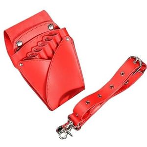 Kapperstas voor uitrusting 5 zakken koeienhuid haar schaar tas kapperstas kappers salon tas heuptas huisdier trimsalon schaar professionele kappers tas(Red)