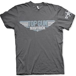 Top Gun: Maverick Officieel gelicenseerd Top Gun Maverick Distressed Logo T-shirt (Donker grijs), XX-Large