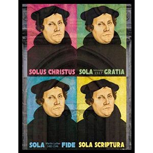 1art1 Martin Luther Kunstdruk Reproductie en MDF-Lijst Zwart - Solus Christus, Sola Gratia, Sola Fide, Sola Scriptura (80 x 60cm)