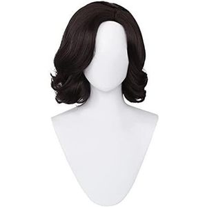 Cosplay Wigs Pruik for Lady Alcina Dimitrescu Cosplay Pruik Madam Biohazard Retro Kort Zwart Golvend Haar Vrouwen Anime Party Pruiken For party