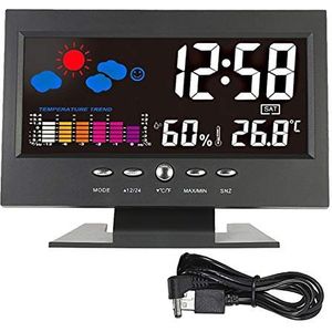 Thermometer hygrometer LCD Indoor Digital Thermometer Hygrometer Wekker Kalender Weerstation Desk Clock Temperatuur Vochtigheid Meter Barometer Thermometer hygrometer voor binnen(B With USB Cable)