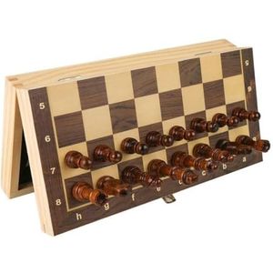 Bordspellen Schaken Schaakset Magnetische houten schaakset met opvouwbaar schaakbord met opbergvakken, reisschaakset Speelgoed (Color : 24cm)