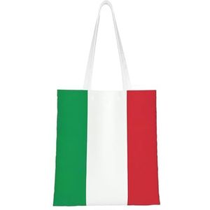 LamaMe Italië Vlag 12ann Herbruikbare Canvas Tote Voor Winkelen Strand Moederdag Gift Bag, Zwart, Eén maat