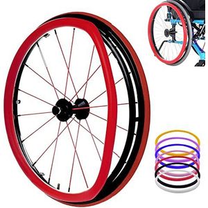 1 Paar Rolstoel Duw Velg Covers, 24-inch Achterwiel Sport Rolstoel Cover, Siliconen Hand Push Cover, Verbeterde Grip en Tractie, Antislip, Slijtvast, Sterke Flexibiliteit,Red