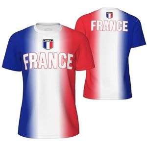 Sport Mesh T-Shirt Geleidelijke Frankrijk Vlag Tees 3D Gedrukt voor Fitness Running Fiets Voetbal Tennis Voetbal, Meerkleurig, S