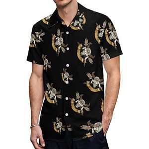 Buffalo Skull Met Pijlen En Veren Heren Hawaiiaanse Shirts Korte Mouw Casual Shirt Button Down Vakantie Strand Shirts 3XL