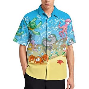 Grappige vis schildpad schildpad krab octopus Hawaiiaanse shirt voor mannen zomer strand casual korte mouw button down shirts met zak