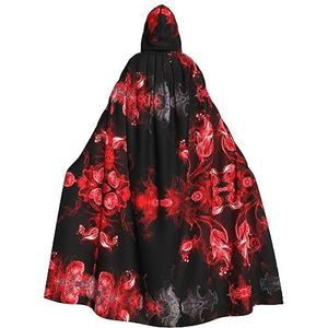 ZISHAK Rood Zwart Wit Abstract Unisex Vampier Cape Voor Halloween Liefhebbers - Ongeëvenaarde Feestkleding Voor Mannen En Vrouwen