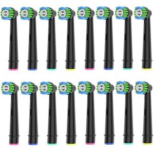 16 stks Precisie Tandenborstelkoppen Compatibel met Orale B Elektrische Tandenborstels, Zwart