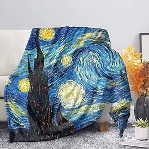 SEANATIVE Microvezel dekens super zachte pluche fleece deken met Van Gogh sterrennacht Galaxy schilderij kunstenaar ontwerp bankhoes gezellige warme deken - 3XL