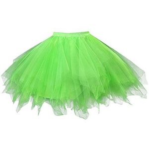 FEOYA Dames tutu rok kort tule rok vintage minirok meisjes plooien rok cosplay carnaval party dansen pettirok, groen, XL