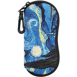 MoKo Sunglasses Soft Case, [Ultra Lightweight] Neoprene Zippered Eyeglass Storage Case with Belt Clip for Eyewear, Frames, Carrying Pouch Case Makeup Bag for Keys, Pencils, Cards - Starry Night