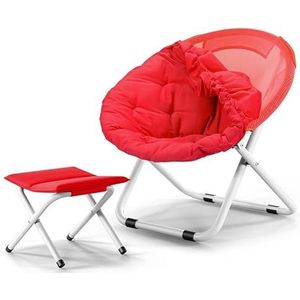 GEIRONV Cirkelvormige ligstoelen balkonstoelen, vouwbare zonnestoelen luie stoel vouwkrukken kantoor siesta stoel strandstoel Fauteuils (Color : Red)
